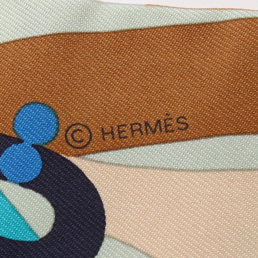 HERMES Blue Silk Scarf - Picture 4 of 7